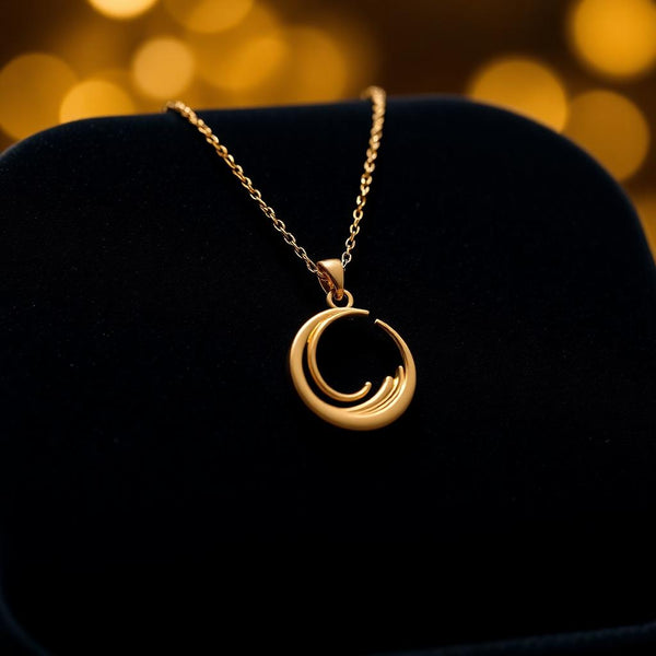 Golden Wave Pendant Necklace